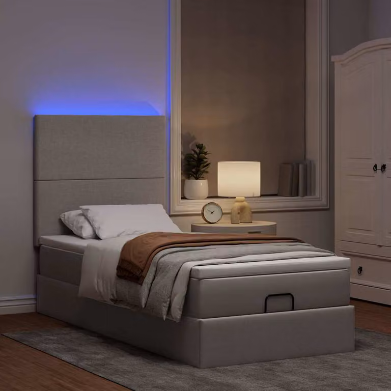 Maison Exclusive - Letto ottomano con materasso e LED taupe 90x200 cm tessuto