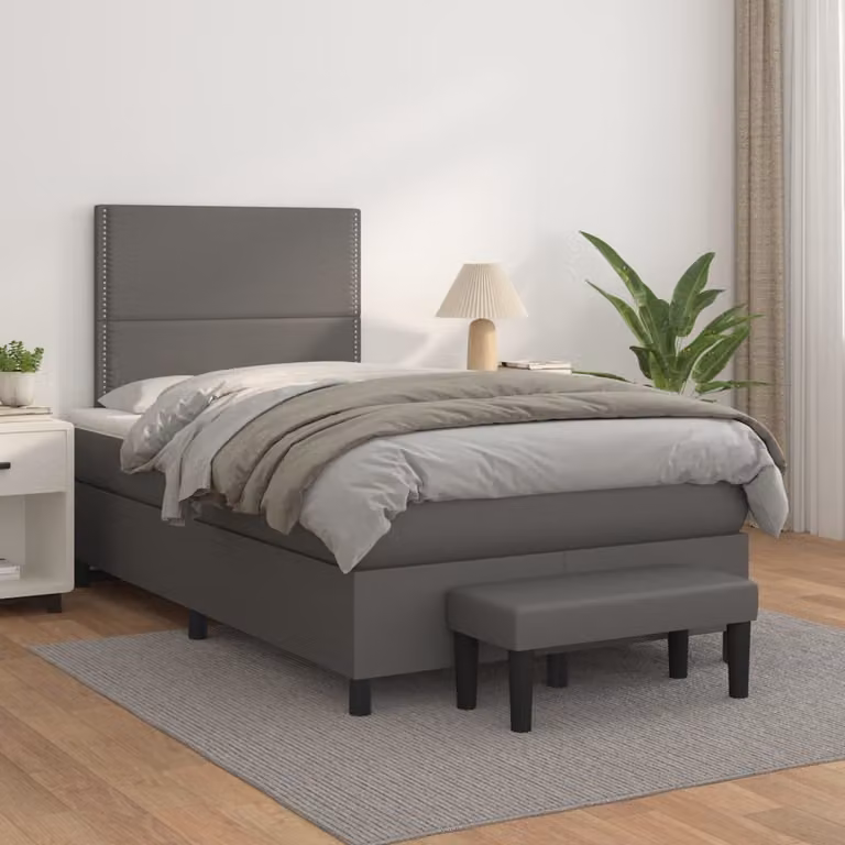 Maison Exclusive - Letto boxspring con materasso grigio 120x200 cm in ecopelle