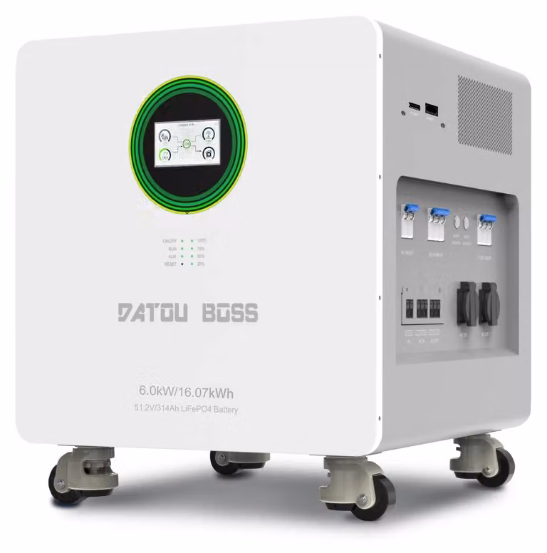 Batterie solari integrate - Inverter ibrido JC-6016 - 16,07 kWh - LiFePO4 314 Ah - 51,2 V - 6 kW - MPPT 8,5 kW