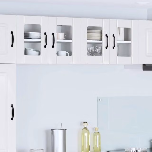 Mobile da parete moderno vidaXL in legno e vetro con ante in vetro Bianco Lucido