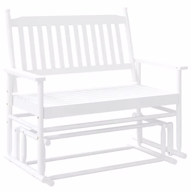 Panca a Dondolo Bianca in Legno Massello di Pioppo L: 118 cm, P: 70 cm, H: 104,5 cm CFW6177397