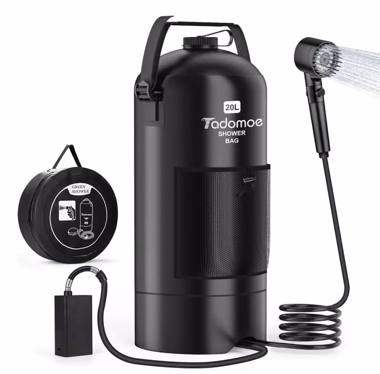 Solidchoice - Doccia portatile per campeggio con pompa, capacità 20 litri