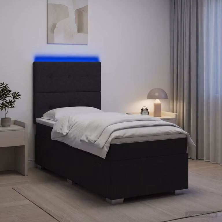 Maison Exclusive - Letto boxspring LED con materasso nero 90 x 200 cm Tessuto