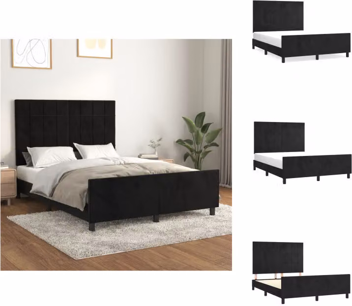 vidaXL Giroletto con testata nera 140x190 cm in velluto - Letti & reti