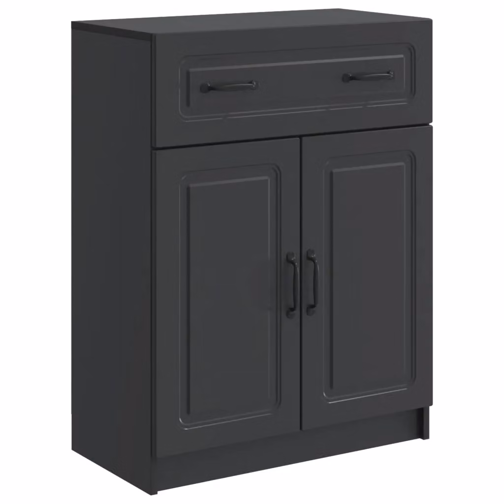 Credenza moderna vidaXL in legno MDF e metallo, colore nero, L 66 cm x P 34,5 cm x H 87 cm – 2