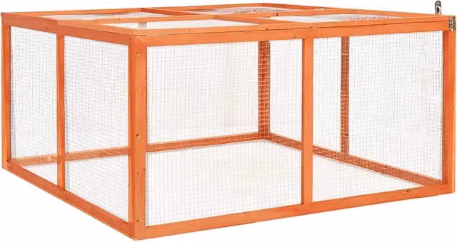 Conigliera in legno massello di abete e metallo marrone per giardino L/P/H: 124 x 120 x 60 cm CFW3562139