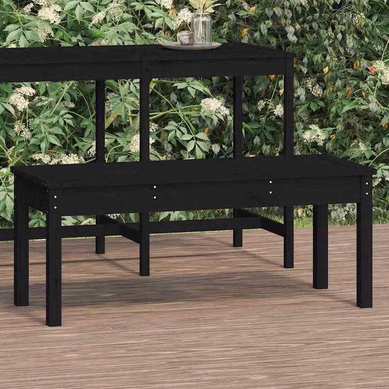vidaXL Panca da Giardino in Legno di Pino Nero, Stile Rustico, L: 109 cm, P: 45 cm, H: 44 cm