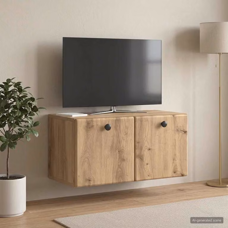 vidaXL Mobile Porta TV da Muro Moderno in Rovere, L: 59,5 cm, P: 31 cm, H: 30 cm