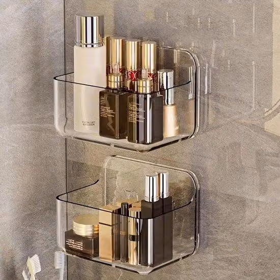 2 piastrelle trasparenti per doccia senza forature - Organizer da bagno da parete - Piastrelle traslucide per doccia, bagno e cucina