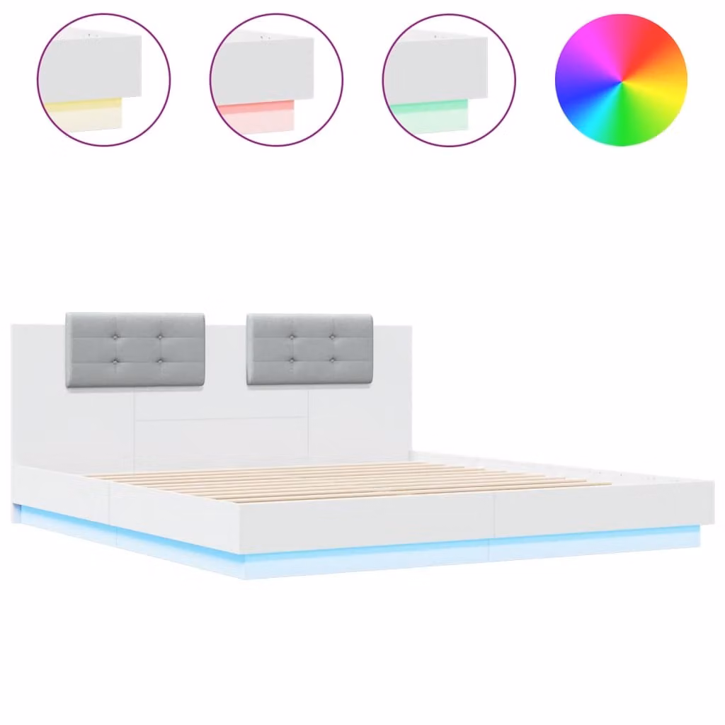 Giroletto con LED senza Materasso Bianco 180x200 cm