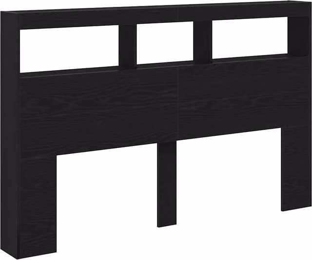 Armadio testata letto moderno con LED contenitore 160 x 17 x 102 cm in legno multistrato rovere nero 02_0051949