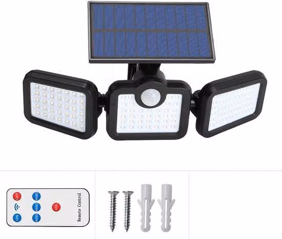 Lampada solare con sensore di movimento, 3000 lm, impermeabile IP65, per garage e terrazza