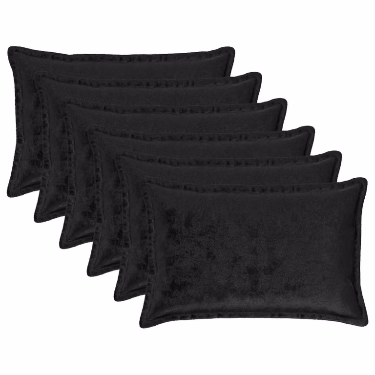Set di 6 federe vidaXL HOUTEN nere in poliestere, L 60 cm x P 40 cm