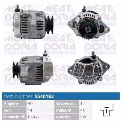 MEAT & DORIA 5540183 Alternatore 40 A 14 V per DAIHATSU HIJET furgone (S85) e PIAGGIO PORTER furgone