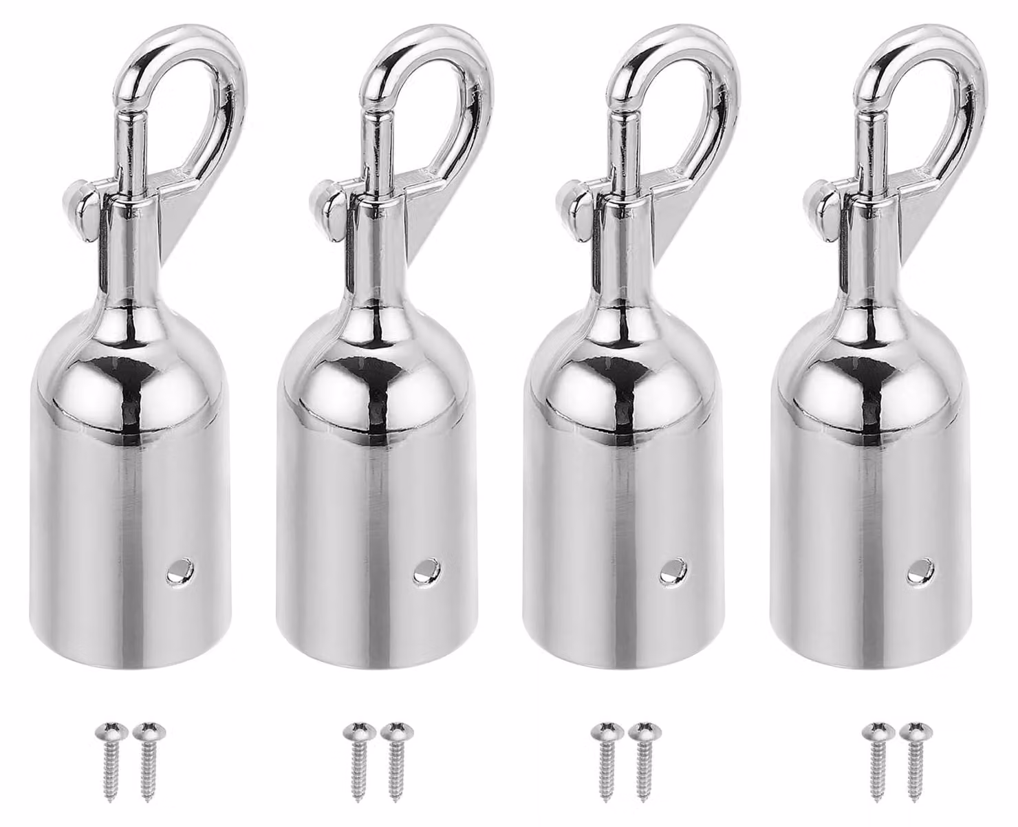 Tappi terminali per corde di sicurezza, confezione da 4 pezzi, dimensioni 32x95 mm, colore argento, materiale: alluminio