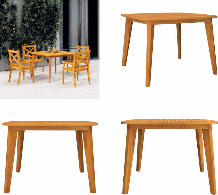 vidaXL Tavolo da giardino 110x110x75 cm in legno massiccio di acacia - Tavolo da giardino - Tavoli da giardino - Tavolo da esterno - Tavolo da esterno