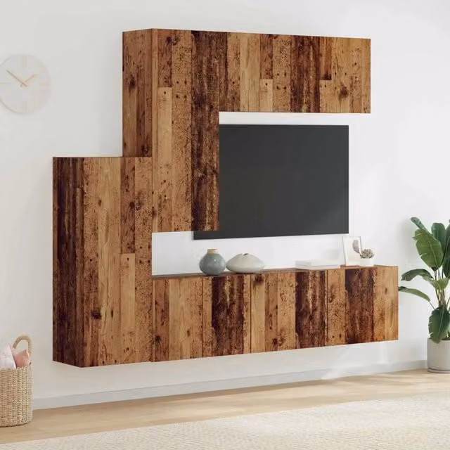 Unità TV da Parete 5 pz Legno vecchio Legno ingegnerizzato 3402776