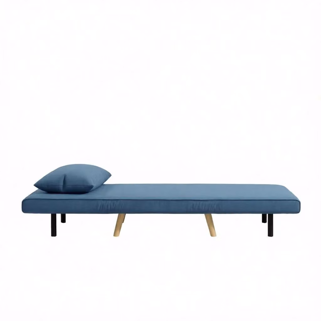 Poltrona letto Chicfurn reclinabile con struttura in metallo e rivestimento in tessuto blu – 2