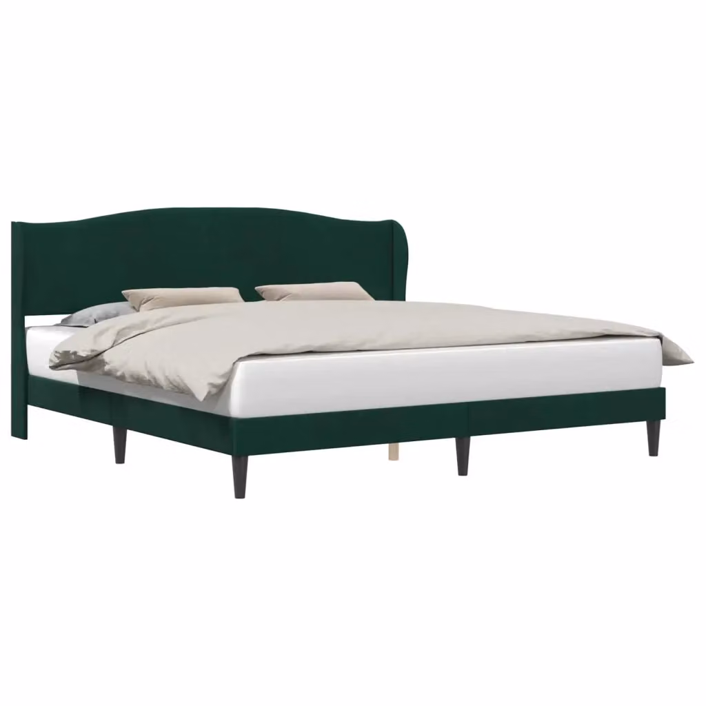 Struttura del letto con giroletto in velluto verde scuro DESIGN IN L: 200 cm, P: 200 cm, H: 140 cm – 2