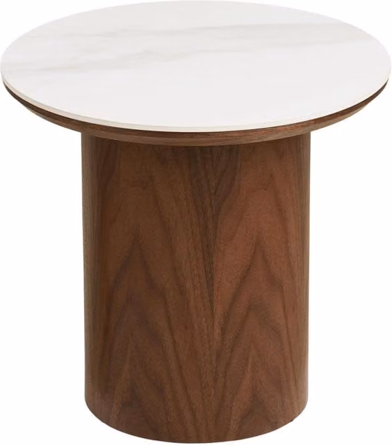 Tavolino d'appoggio Noli Vikasa Home in ceramica bianca e impiallacciatura di frassino scuro L: 40 cm, P: 38 cm
