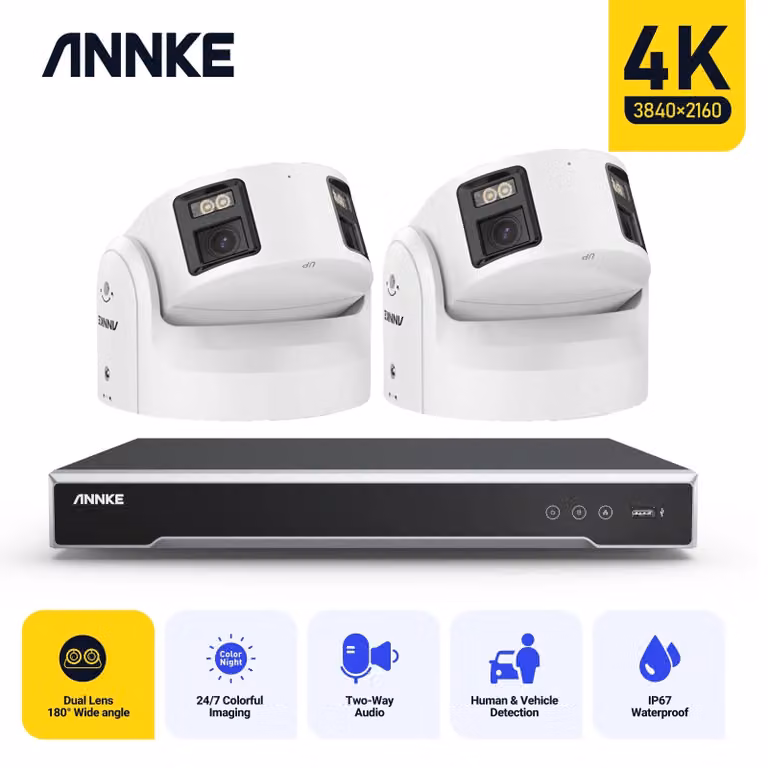 Sistema di videosorveglianza IP – Registratore video in rete (NVR) a 8 canali con 8 telecamere – 8MP Ultra HD – Visione notturna a colori – PoE