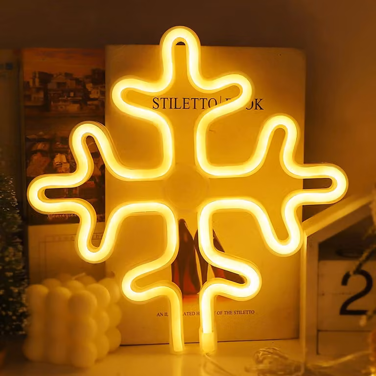 Insegna al neon a LED fiocco di neve blu 25x25,5 cm - Decorazione invernale lampada da parete - Alimentazione USB e a batteria