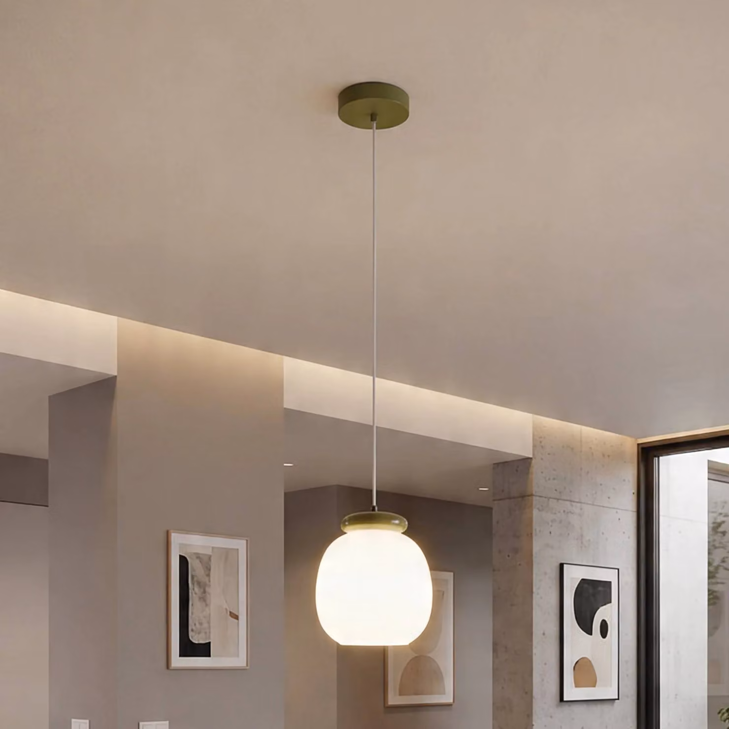 EGLO Lampada a sospensione Berardelli, dimmerabile, Bianco / Opale, Soggiorno / Sala da pranzo, Vetro, Moderno, Lampada a sospensione
