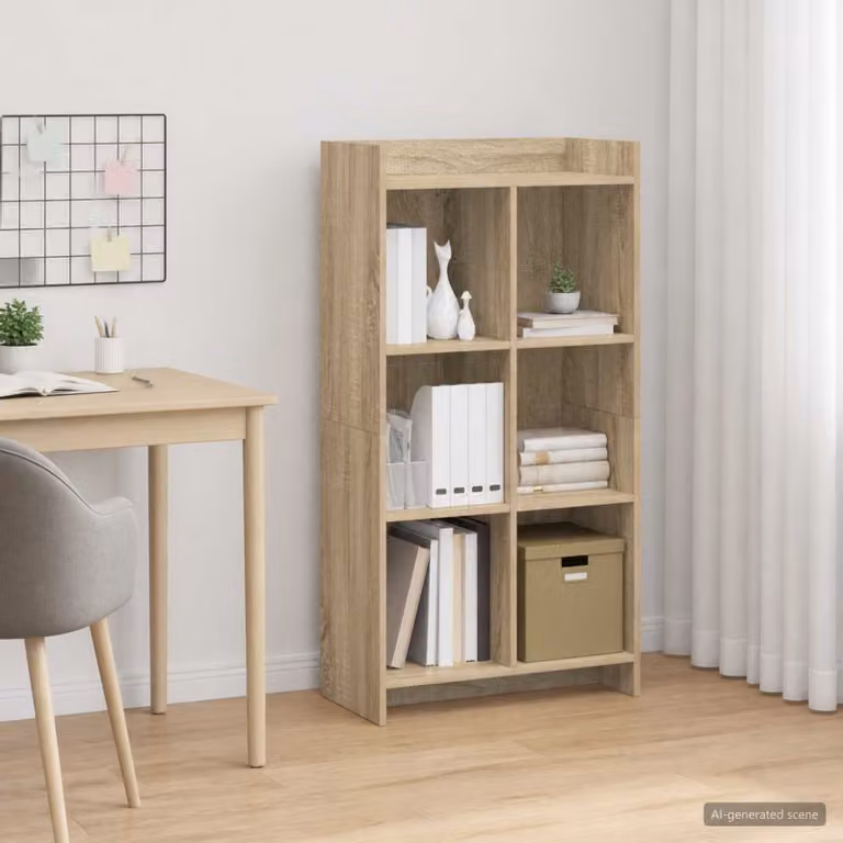 Libreria moderna vidaXL in legno ingegnerizzato color marrone, L 59 cm x P 30 cm x H 111 cm