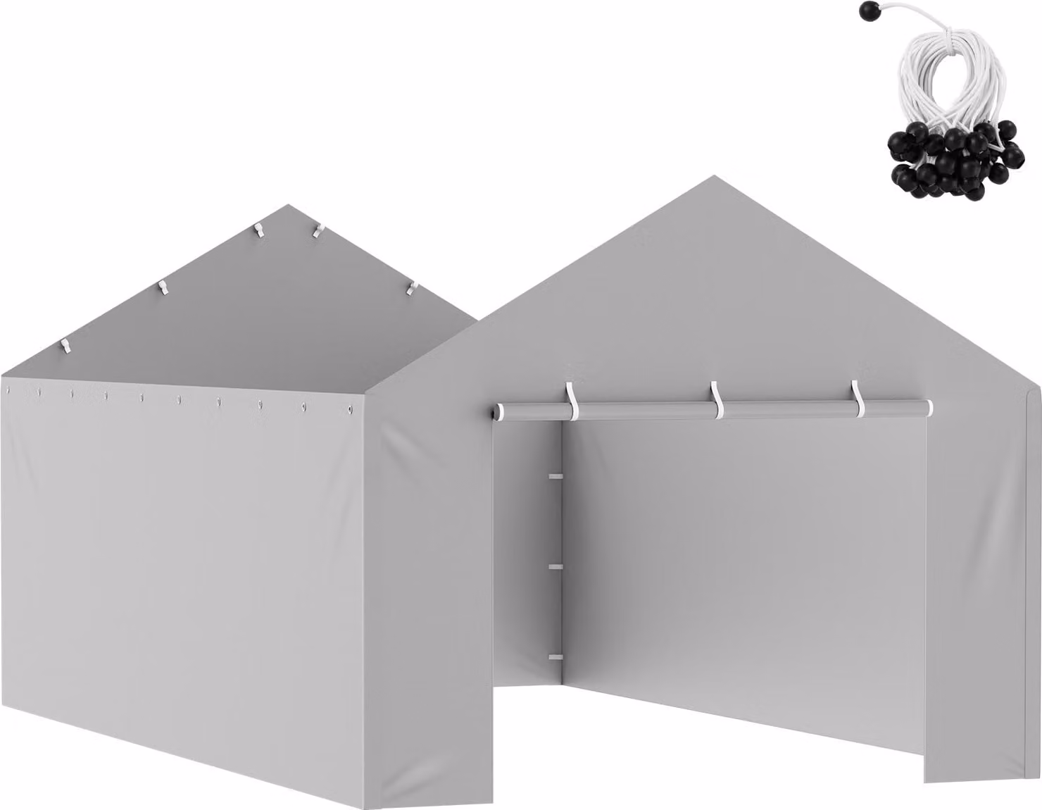 SucceBuy tettoia di ricambio per auto, parete laterale 12' x 20', copertura resistente, impermeabile e protetta dai raggi UV, facile installazione con cinghie di tensione, grigio (tettoia e telaio non inclusi)