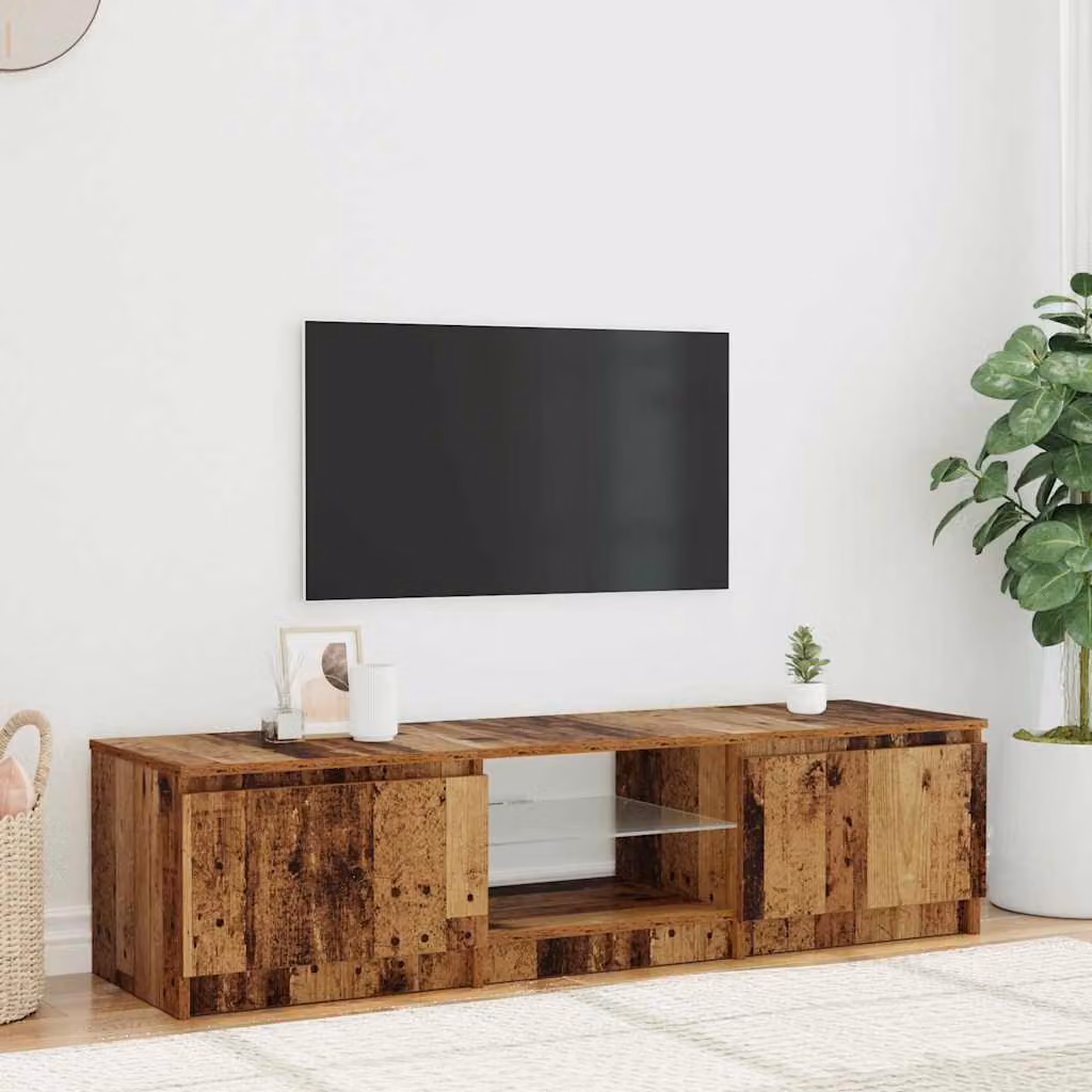 Mobile Porta TV vidaXL con LED in Legno Antico Marrone L: 140 cm, P: 40 cm, H: 36 cm