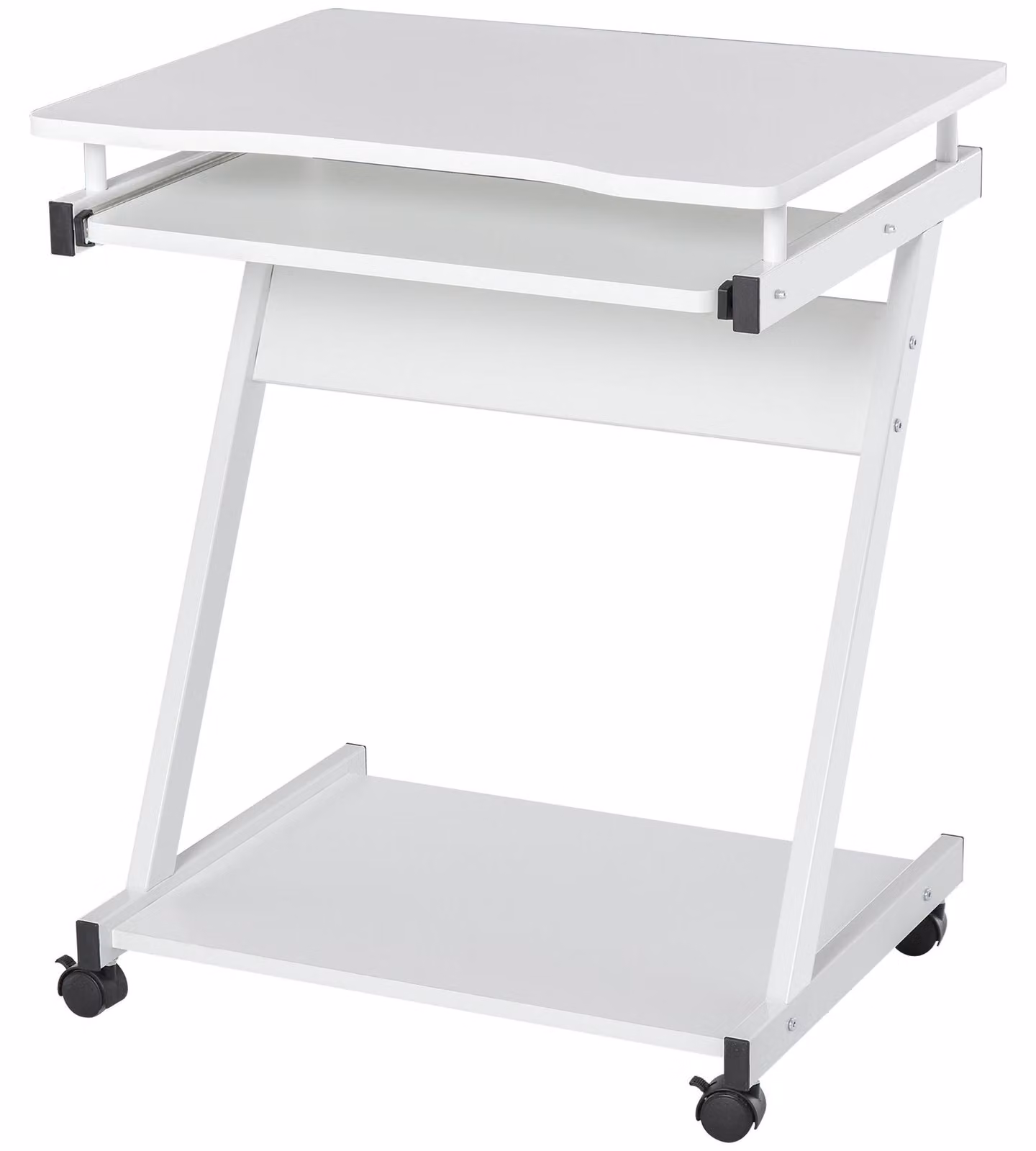 Scrivania Porta PC 60x48x73 cm con Ruote Bianca