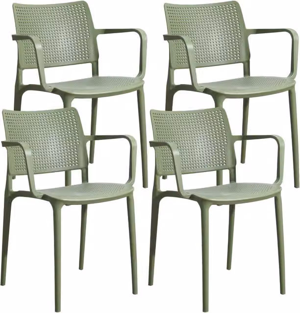 Oviala - Set di 4 sedie da giardino in plastica verde cactus