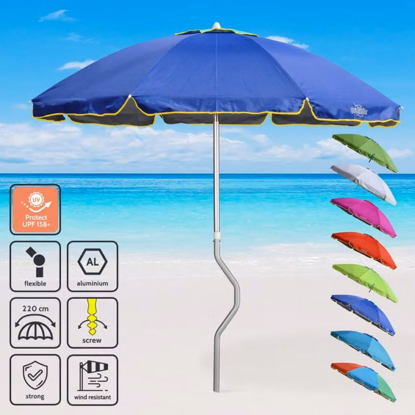 Ombrellone Girafacile alluminio protezione uv 220 cm Pesca Eolo - Blu