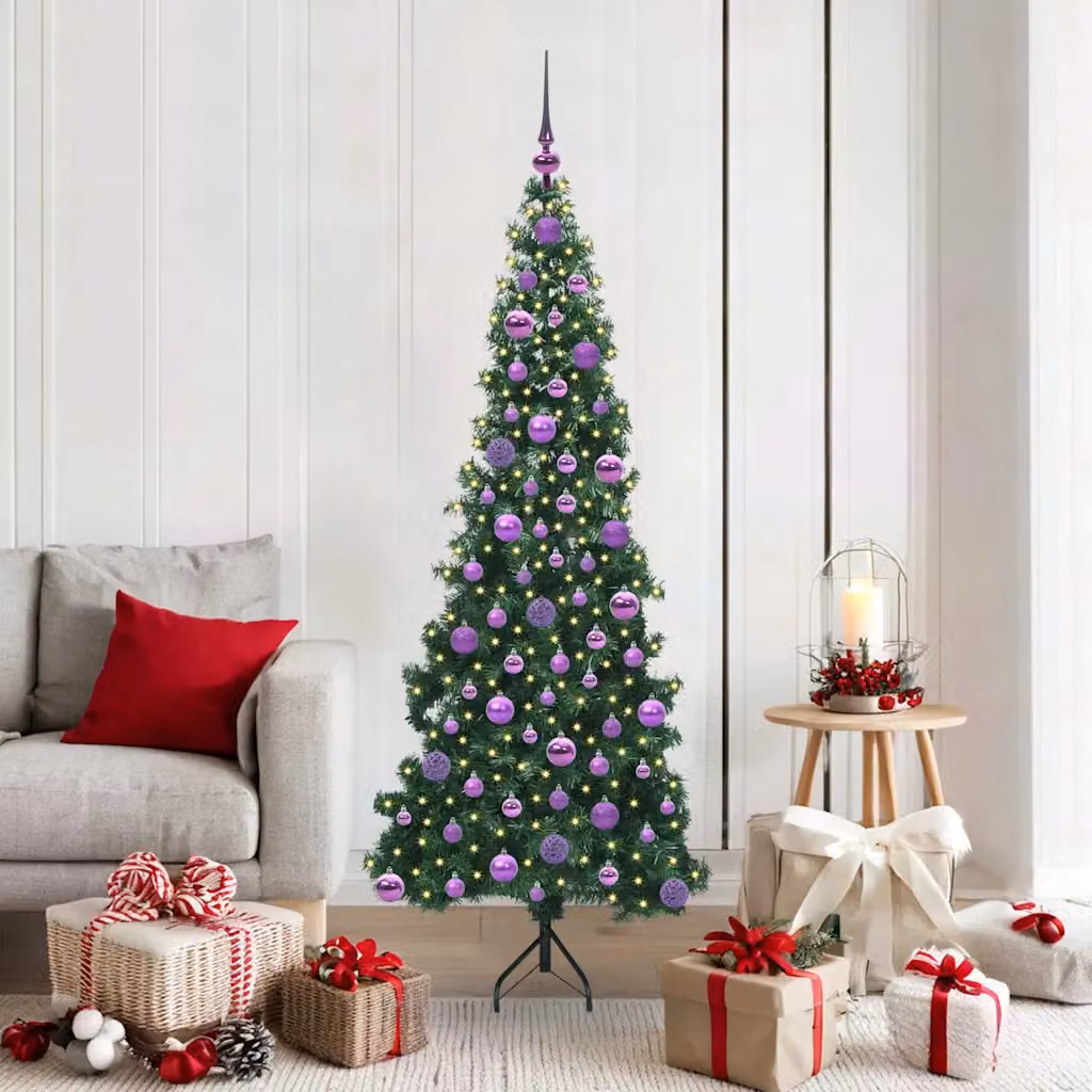 vidaXL Albero di Natale Artificiale Angolare con 300 LED Verde 180 cm