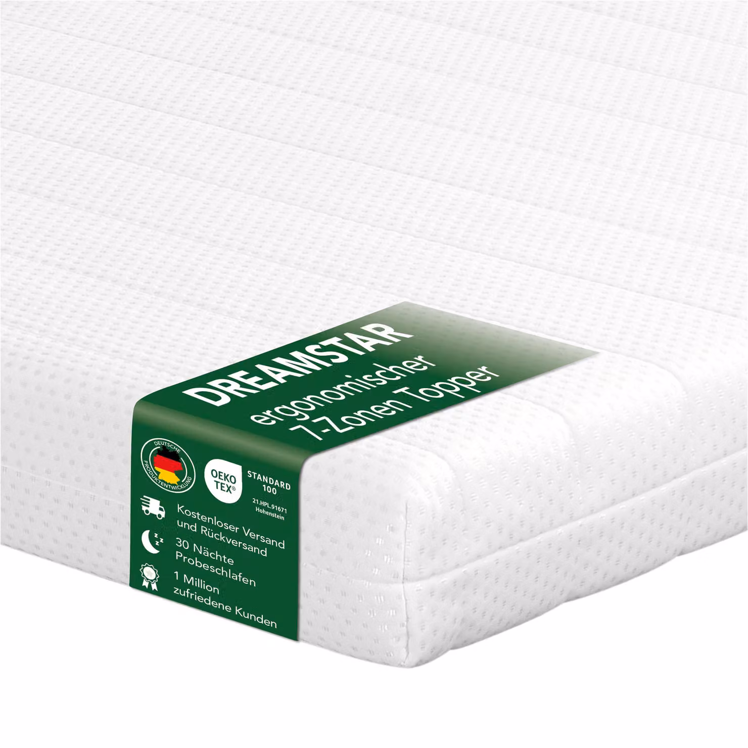 Coprimaterasso ergonomico a 7 zone da 10 cm | H2&H3 | 120 x 200 cm | Coprimaterasso | DREAMSTAR Easy Flex