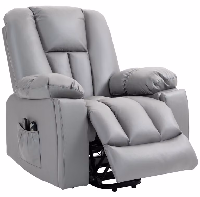 Poltrona TV HOMCOM con funzione di assistenza alla alzata elettrica, poltrona relax con funzione reclinabile