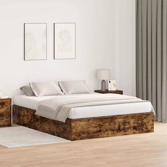 Struttura letto con contenitore Rovere fumé 135 x 190 cm 3335441