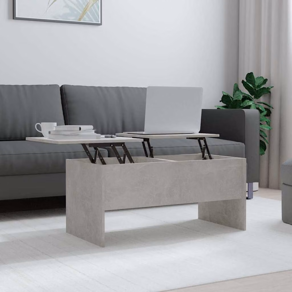 vidaXL Tavolino Moderno Grigio in Legno e MDF L: 102 cm, P: 50,5 cm, H: 46,5 cm