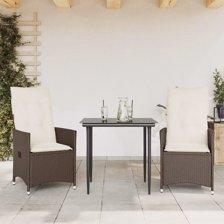 vidaXL Sedie Reclinabili Giardino 2pz con Cuscini Marrone Polyrattan