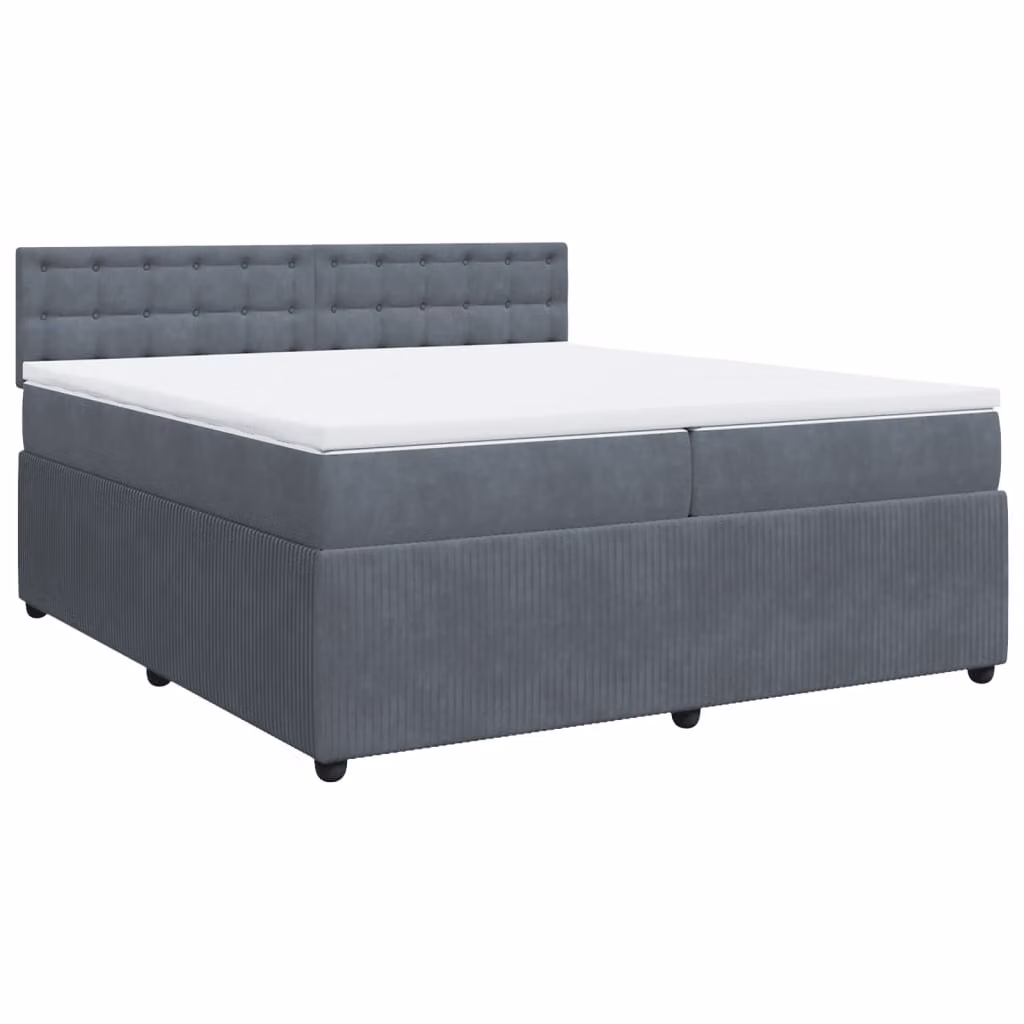 Giroletto a Molle con Materasso Grigio Scuro 200x200 cm Velluto