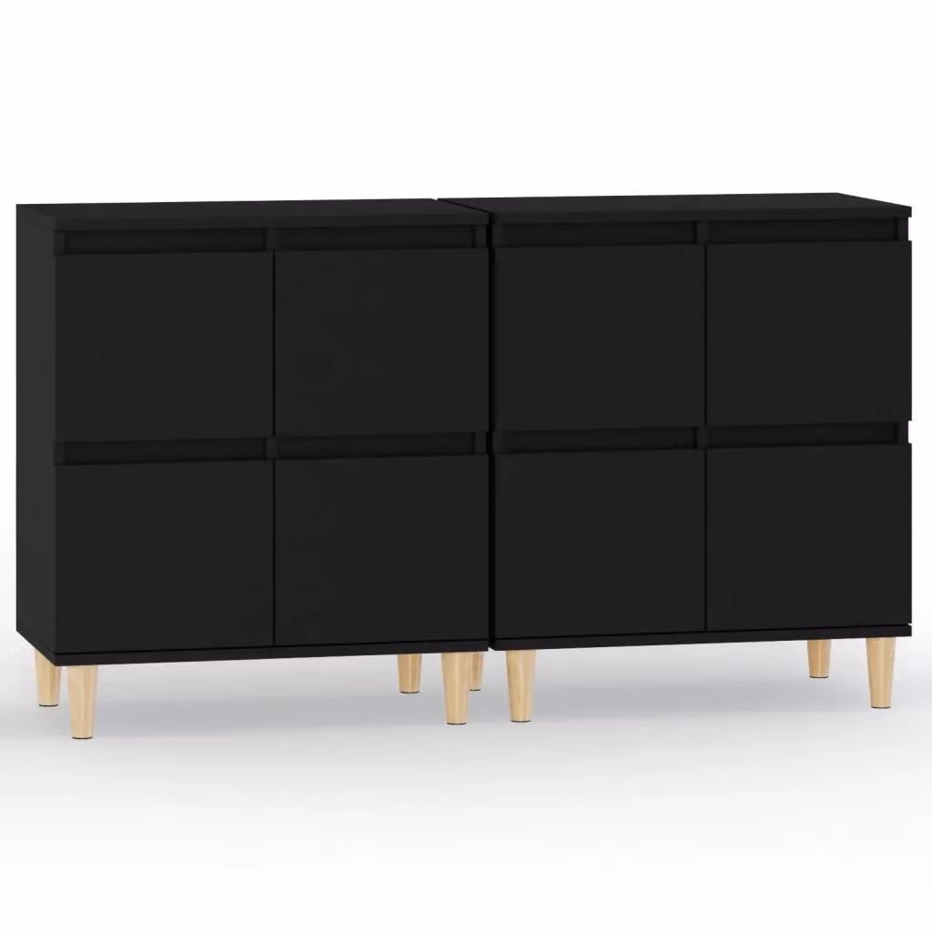 Set di 2 credenze nere vidaXL in legno con montaggio a parete L/P/H: 60 x 35 x 70 cm – 2