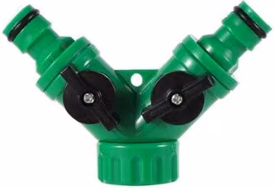 RACCORDO 2 VIE SDOPPIATORE RUBINETTO 3/4" CONNETTORI RAPIDI 1/2" IRRIGAZIONE