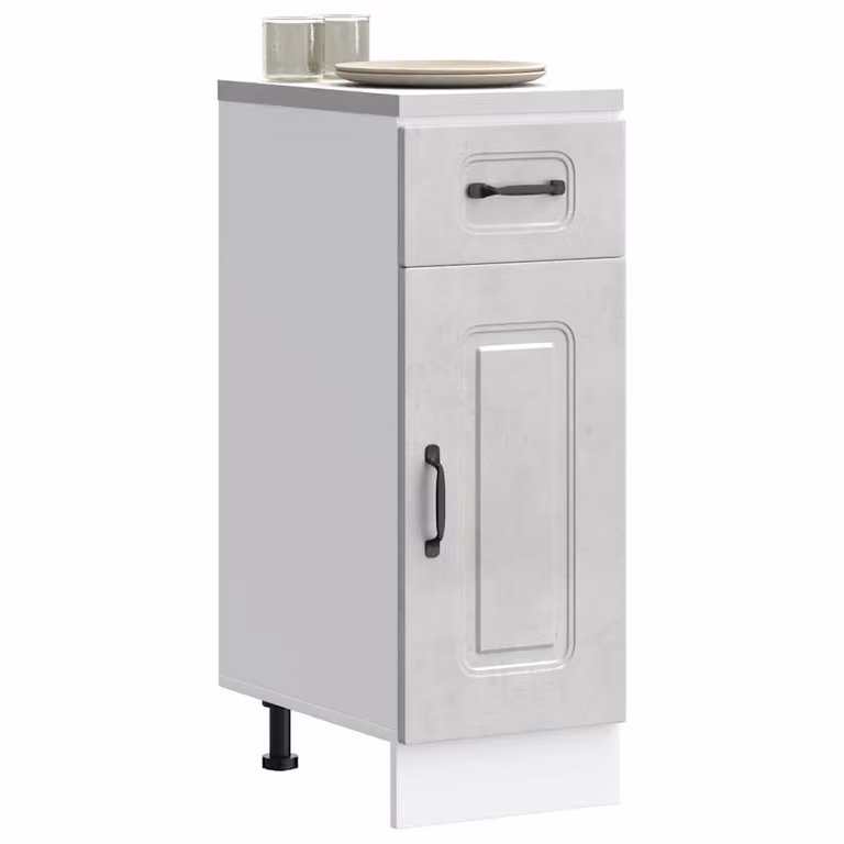 Base da cucina vidaXL Kalmar moderna in legno multistrato e MDF, colore grigio cemento, L: 46,0 cm, P: 30,0 cm, H: 81,5 cm