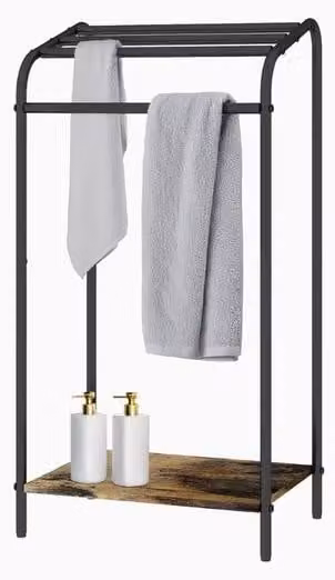 Scaffale compatto marrone scuro/nero 41,5 x 79,5 x 28,5 cm: moderno e salvaspazio per la doccia - Design