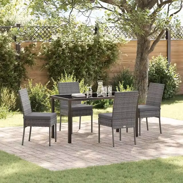 Set da Pranzo per Giardino 5 pz Grigio 3379214