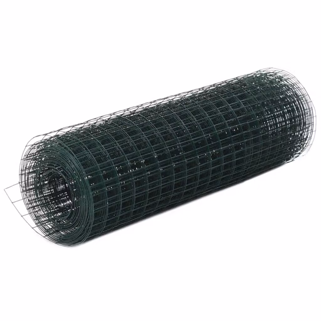 vidaXL Recinzione in filo d'acciaio con rivestimento in PVC 25x0,5 m Verde