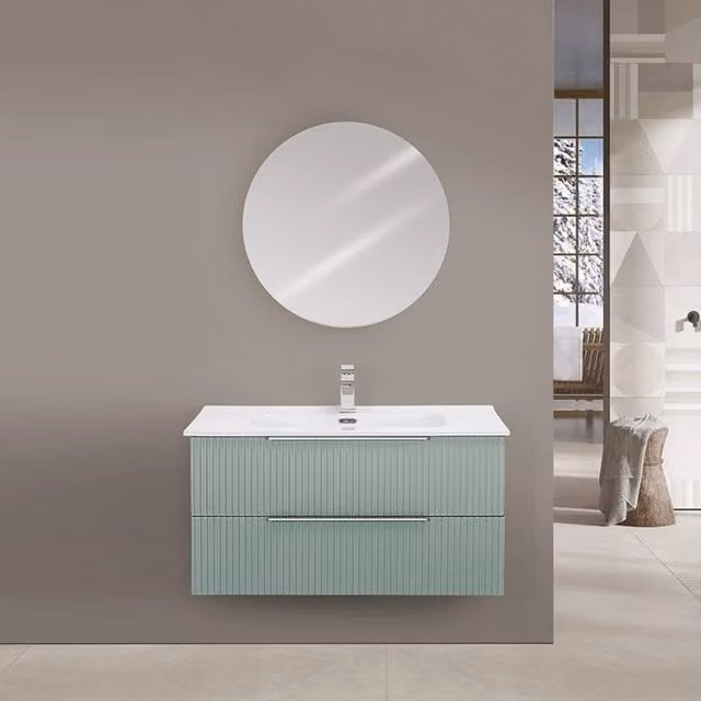MOBILE BAGNO BURANO 100CM VERDE CANNETTATO