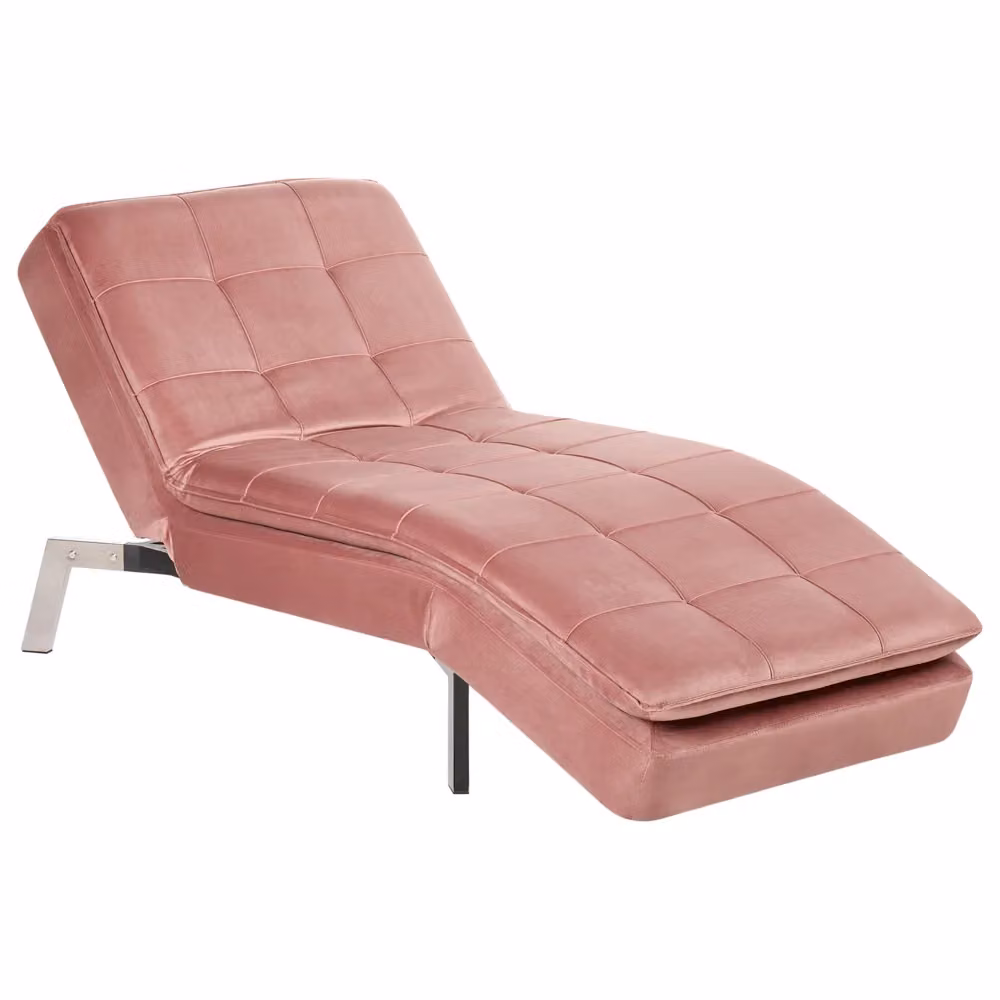 Chaise longue BELIANI in velluto rosa con schienale regolabile e design modern glamour L/P/H: 179 x 76 x 93 cm – 2