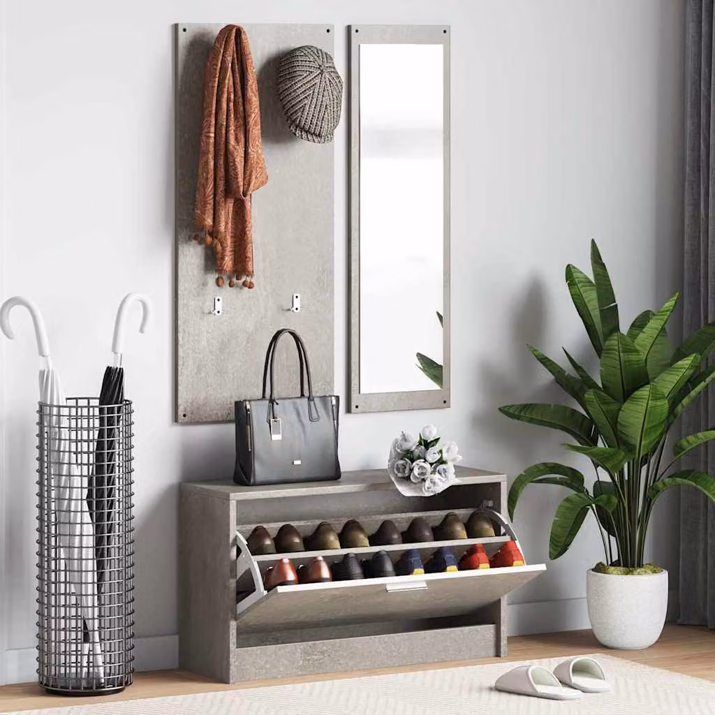 Set Scarpiere 3 in 1 vidaXL in Legno Multistrato e MDF Grigio cemento Matt