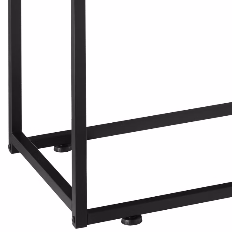 Tavolo da salotto rettangolare tectake in stile industriale con piano in vetro nero e struttura in metallo marrone L 100 x P 30 x H 80,5 cm